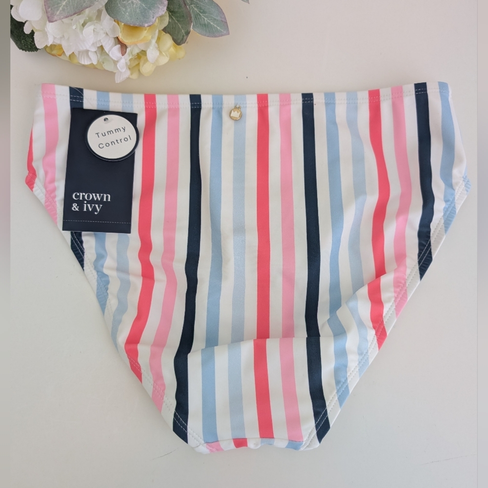 CROWN & IVY Swim Tummy Control Bikini Bottom Size S High Waist Full Coverage NWT